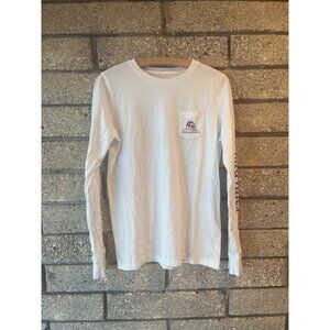 Vineyard Vines White Long Sleeve Holiday Shirt With Pocket & Festive Graphics